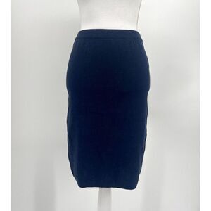 Salvatore Ferragamo Navy Blue Knit 100% Cotton Pencil Skirt Vintage Women Size M